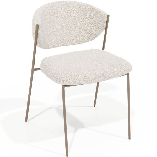 Buy Dining chair Upholstered in Boucl Fabric Seda White 61150